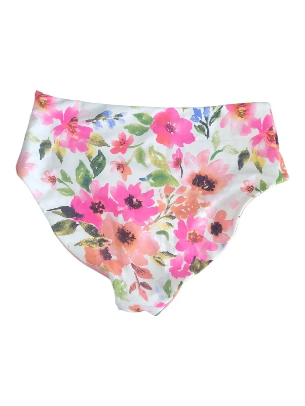 NWT Coral Reef Swim Womens Large High Waist White Floral Swim Bottoms